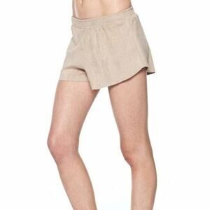 Women's Shorts David Lerner NY Size S Micro Suede Raw Edge Tan Waist 26